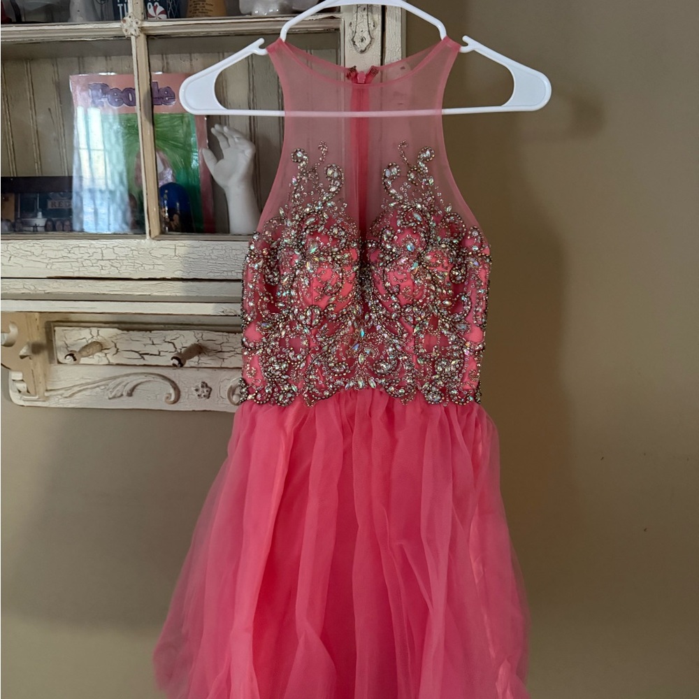 Elegant Pink prom homecoming Dress with Glittering Accents